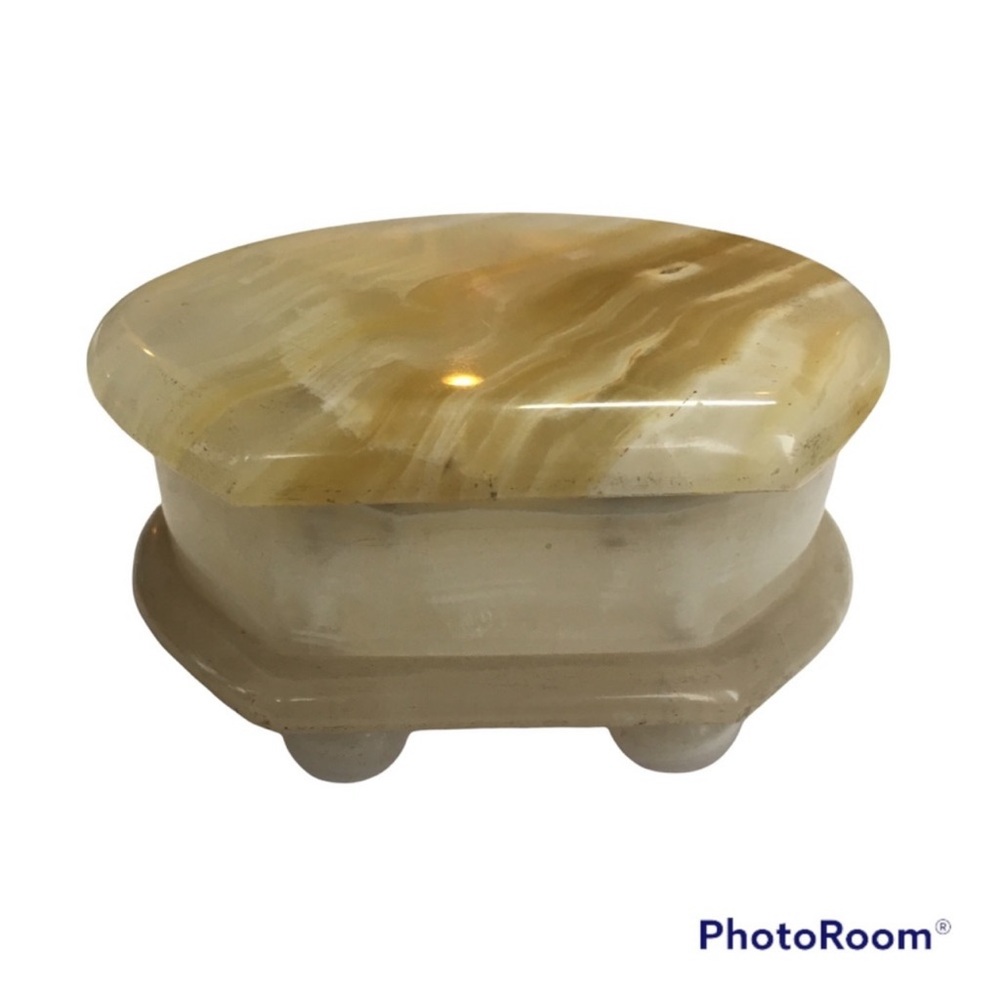 Vintage Green Onyx Hinged Trinket Box - Picture 6 of 8